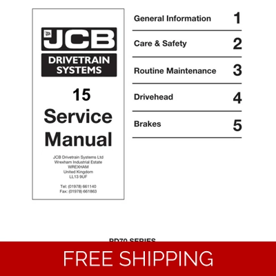 JCB PD70 SERIES AXLE WITH MODULAR DRIVEHEAD SERVICE REPAIR MANUAL